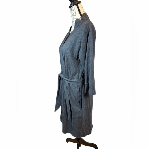 Pact Organic Cotton Bathrobe Gray Tie Waist Medium - Picture 3 of 9